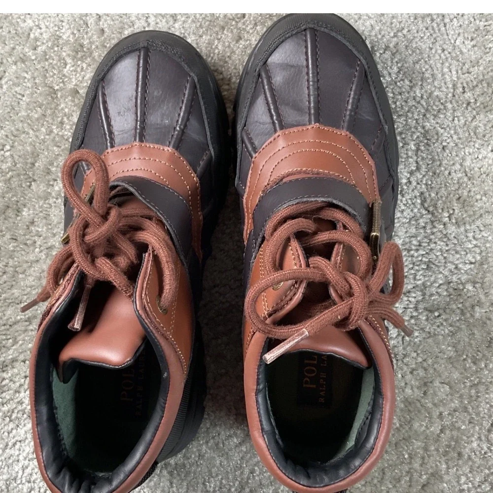 Polo Ralph Lauren Dover Duck Boots Boys 4 Brown Leather  Excellent Buckle